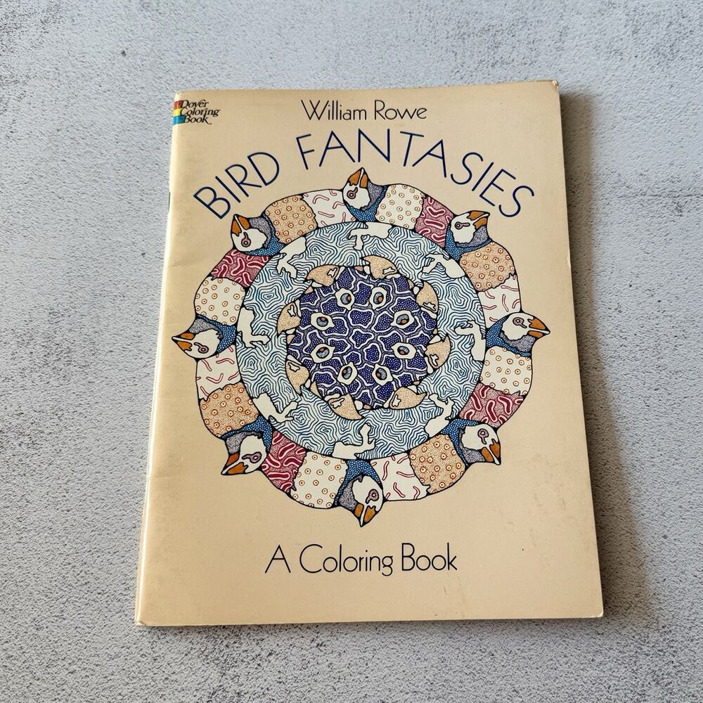 Vintage 1978 Bird Fantasies Dover Adult Coloring Book Mandala Abstract Designs